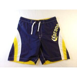 Corona Extra Mens Board Shorts Navy Blue Yellow Swim Trunks Mesh Lined XL
